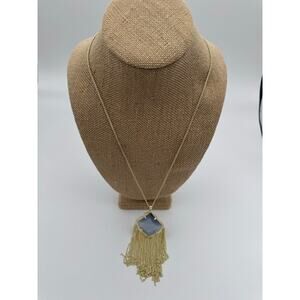 Kendra Scott Kingston Fringe Necklace Pendant Blue Stone